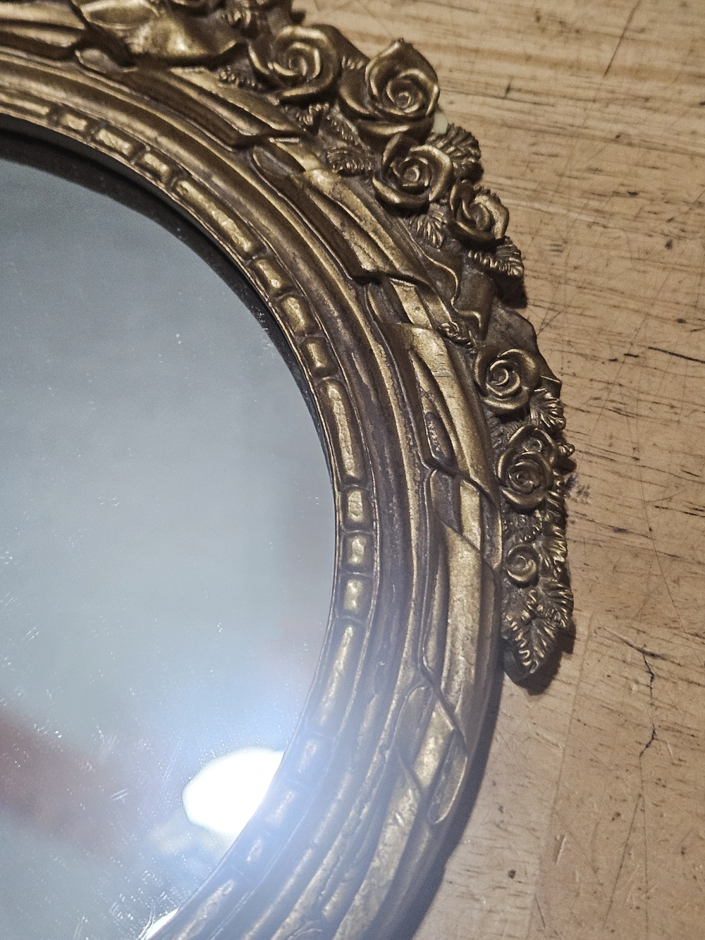 Vintage Rococo Style Oval Wall Mirror with a Gilded Ornate Ribbon Frame - Picture 7 of 10